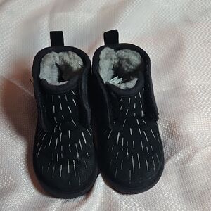 UGG Black Kids Slippers with White Accents